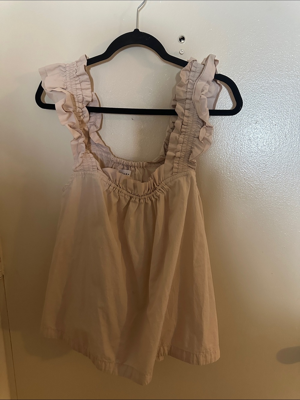 PIYAMA Ruffled Sleeve Tank Style Top Medium Beige